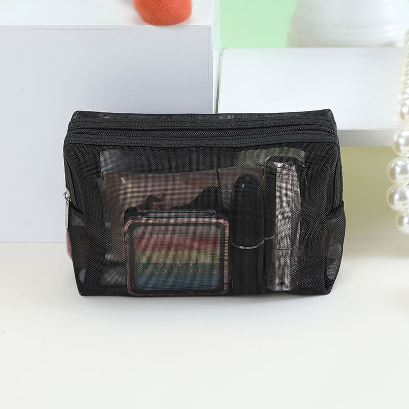 Prozirna mrežasta torbica za kozmetiku, kubičnog oblika, najlon, prozračna, velika zapremina za putovanja – spremište šminke, parfema, ruža i punjača