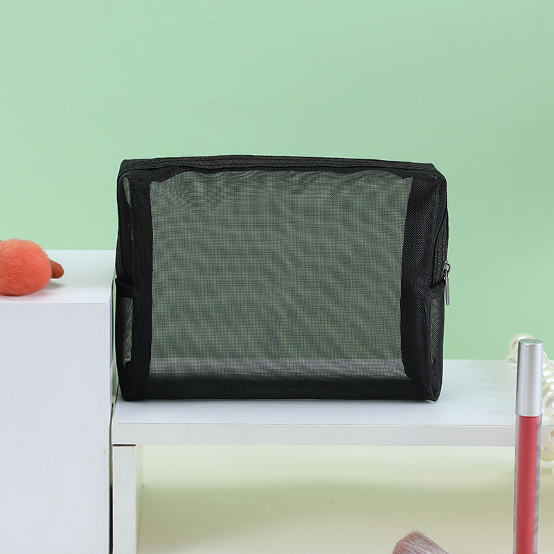 Prozirna mrežasta torbica za kozmetiku, kubičnog oblika, najlon, prozračna, velika zapremina za putovanja – spremište šminke, parfema, ruža i punjača