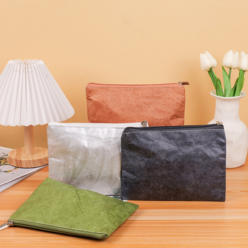 DuPont papirna torba sa zatvaračem – periva kraft papirnata torba za pohranu kozmetike i školskih potrepština, s prilagođenim logotipom, velika kapaciteta