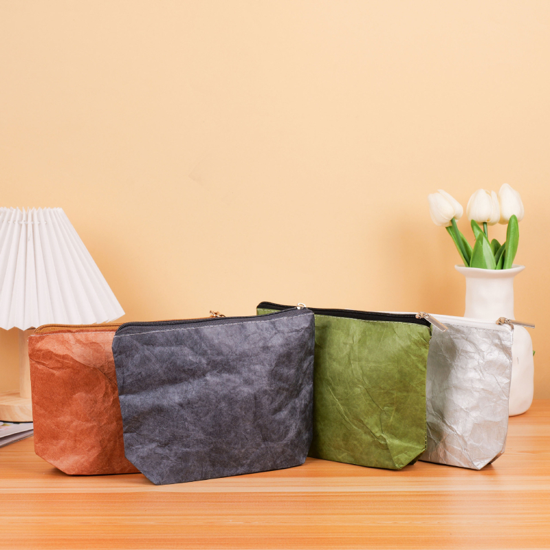 DuPont papirna torba sa zatvaračem – periva kraft papirnata torba za pohranu kozmetike i školskih potrepština, s prilagođenim logotipom, velika kapaciteta