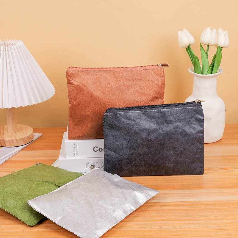 DuPont papirna torba sa zatvaračem – periva kraft papirnata torba za pohranu kozmetike i školskih potrepština, s prilagođenim logotipom, velika kapaciteta