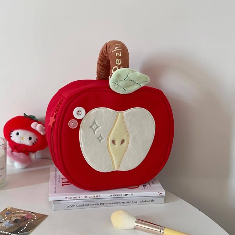 Козметична чанта с плодова шарка, плат, разделение за сухи и мокри вещи, подплата полиестер, за жени, ежедневна употреба