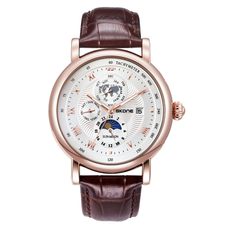 SKONE muški automatski mehanički sat s tourbillonom, vodootporan do 30 m, kućište od legure, kožni remen, prozirni stražnji poklopac