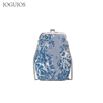 Denim ženska torba, gradski stil, vodoravni kvadratni oblik, zaključavanje na bravu, džep za mobitel