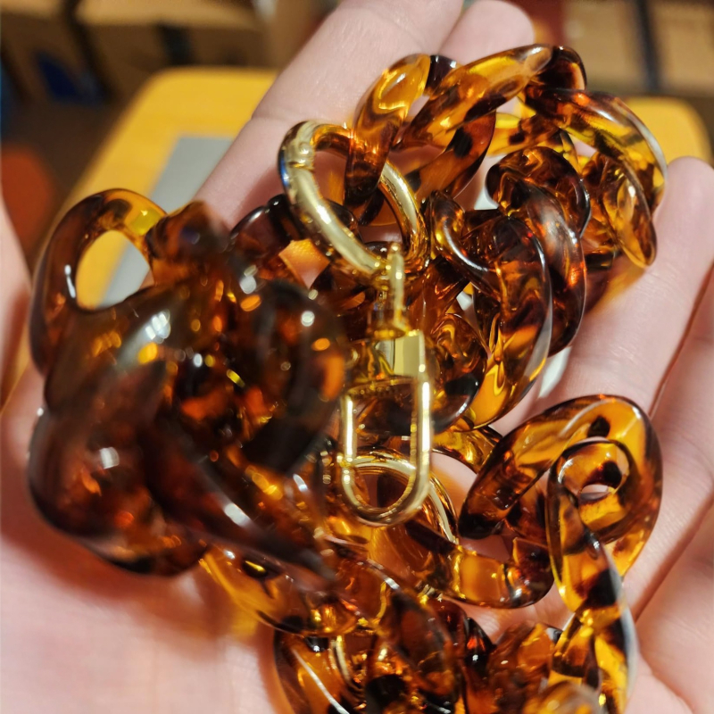 Akrilo rankinės dirželis su nuimama storąja grandine, dryžinis raštas, atsparus vandeniui, 2025 m. pavasaris, stilius mišrus