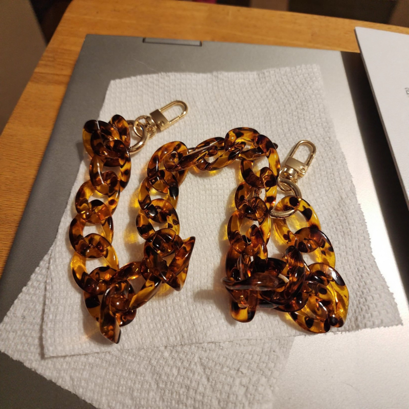 Akrilo rankinės dirželis su nuimama storąja grandine, dryžinis raštas, atsparus vandeniui, 2025 m. pavasaris, stilius mišrus