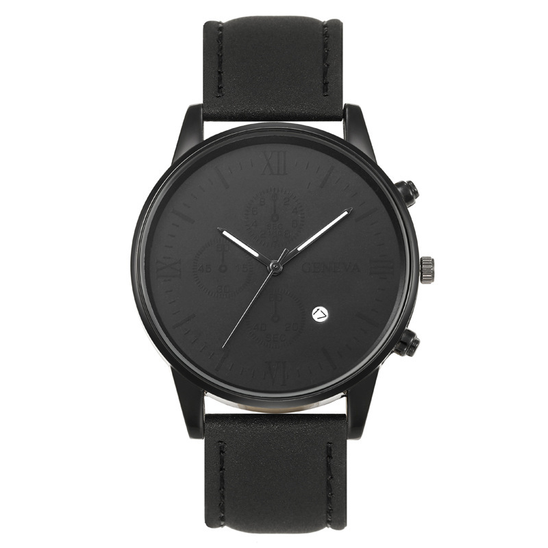 Ceas de bărbați quartz analog cu calendar și curea PU, rezistență la apă 10 m