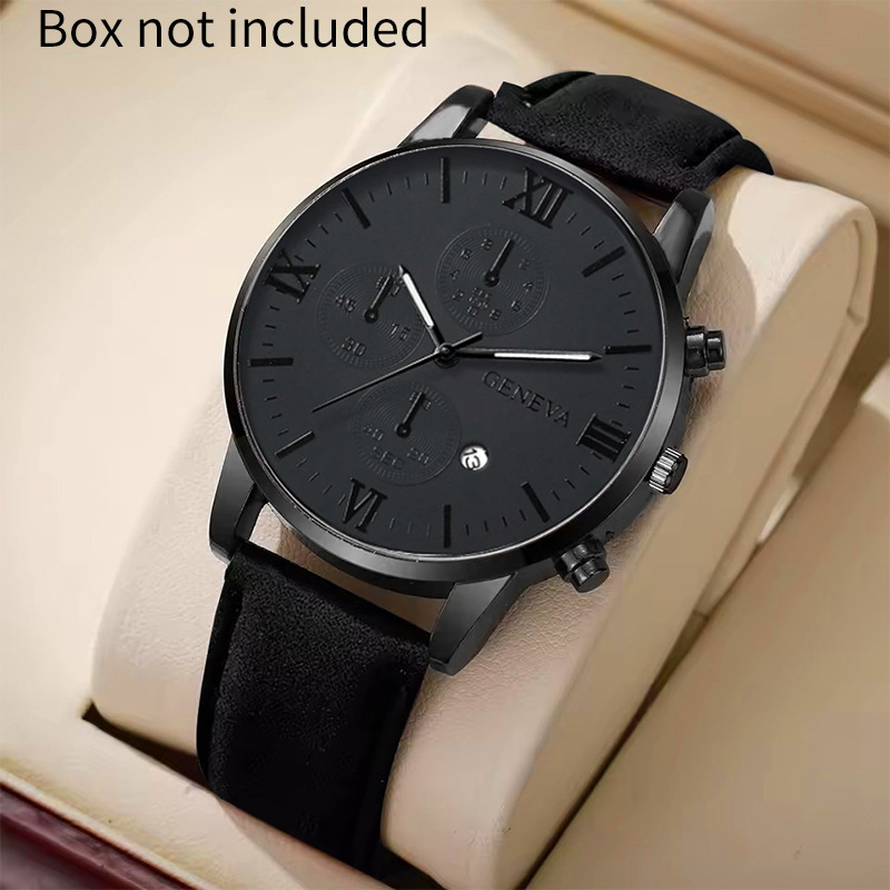 Ceas de bărbați quartz analog cu calendar și curea PU, rezistență la apă 10 m