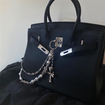 Maišo/pečių dirželis su perlų kryžiaus motyvu ir dvigubo sluoksnio grandine