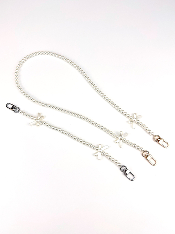 Панделкова каишка за чанта с мъниста и перли, ABS материал, лека и износоустойчива, кръстосана презрамка, едноцветна, Есен 2023