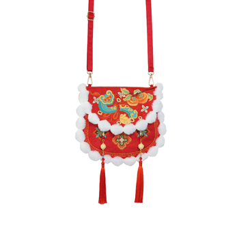 Qian Li pleca soma ar vāku – literārā nacionālā stila, poliesters, horizontāla kvadrāta forma, magnētiska aizdare, telefona kabata