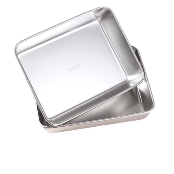 Négyzet alakú rozsdamentes acél tálalólemez, fényes felülettel, logónyomtatás elérhető, testreszabható