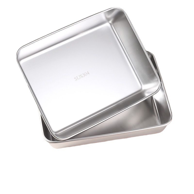 Négyzet alakú rozsdamentes acél tálalólemez, fényes felülettel, logónyomtatás elérhető, testreszabható