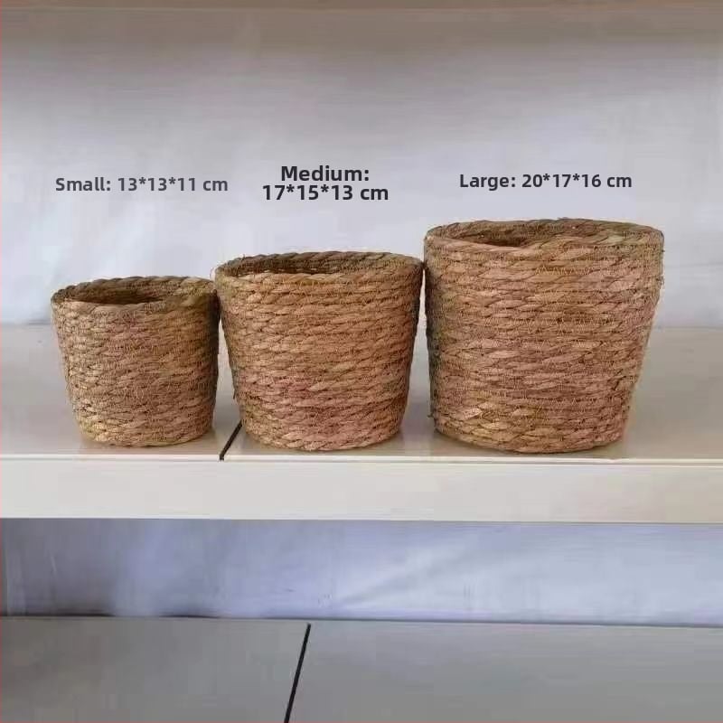 Pleteni set cvjetnih posuda — skandinavski stil, materijal: loza, dekorativna unutarnja posuda