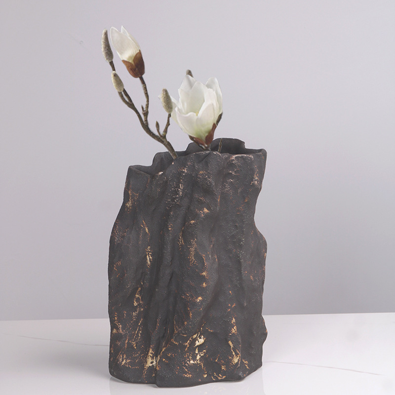 Virágváz, szintetikus gyantából, kőhatású textúra, modern egyszerű stílus, asztali dekoráció