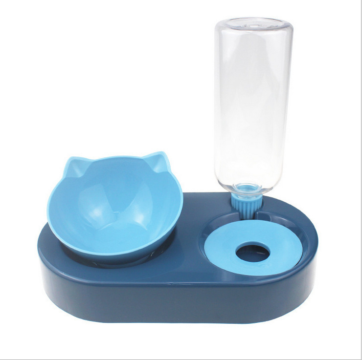 Dvostruka zdjela za mačke s automatskim napajanjem i hranom, plastična, otpornost na prevrnutje, sve-u-jednom – Bei muge