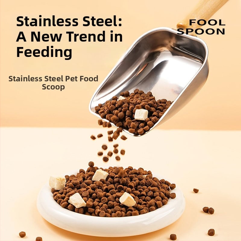 Κουτάλι ταΐσματος κατοικίδίων από ανοξείδωτο ατσάλι - πολυλειτουργικό, μεγάλη χωρητικότητα, φορητό για γάτες; 100 τεμάχια ανά κουτί