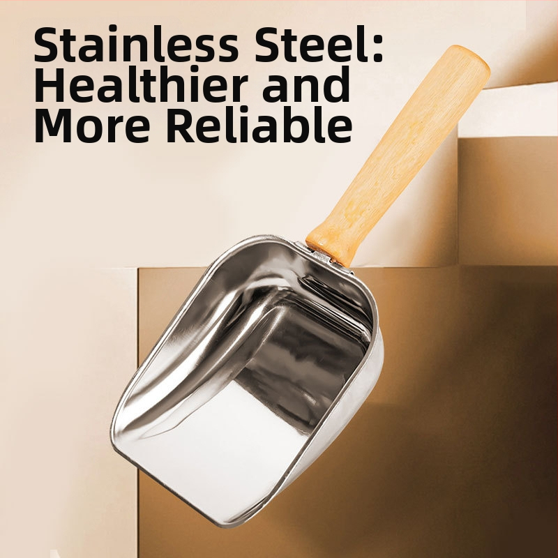 Κουτάλι ταΐσματος κατοικίδίων από ανοξείδωτο ατσάλι - πολυλειτουργικό, μεγάλη χωρητικότητα, φορητό για γάτες; 100 τεμάχια ανά κουτί