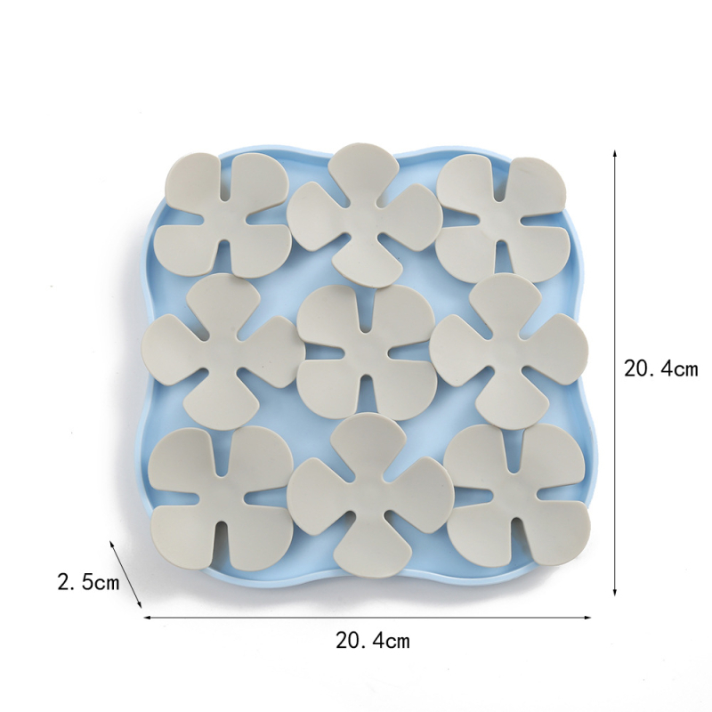 Silicijska posuda za polagano hranjenje kućnih ljubimaca i podlogu, oblik četverolistne deteline, protuklizna i zaštita od gušenja, za mačke i pse