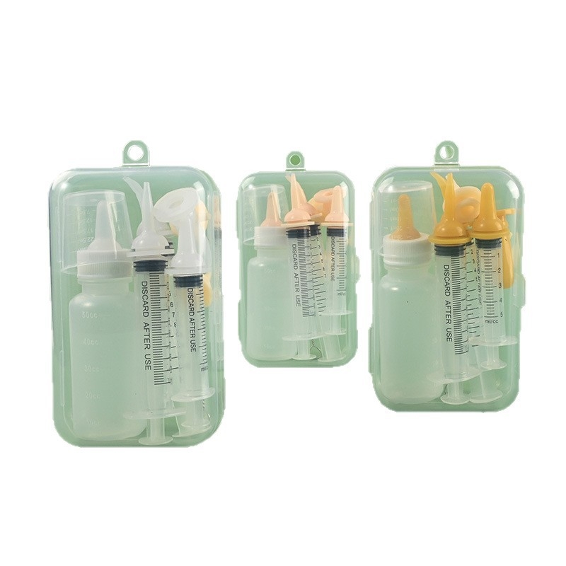 Feeder za mačke i štenad s mekanim silikonskim bradavicama, odvojiv kutni nastavak za špricu i integrirani tlačni nastavak šprica