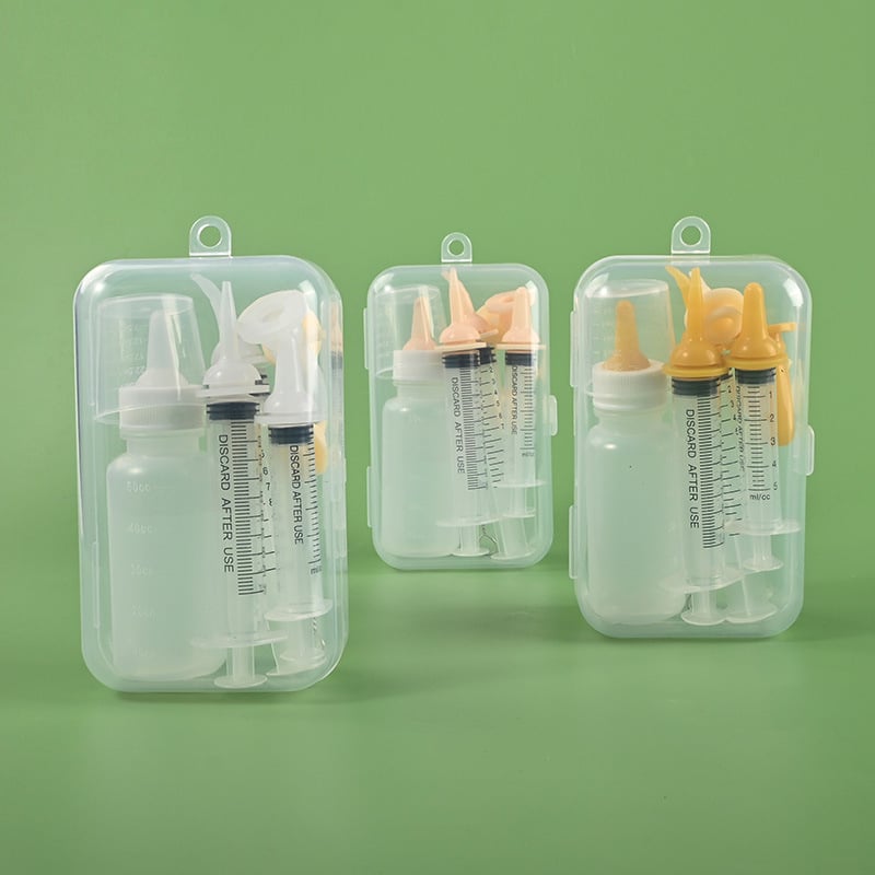 Feeder za mačke i štenad s mekanim silikonskim bradavicama, odvojiv kutni nastavak za špricu i integrirani tlačni nastavak šprica