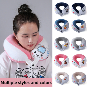 U formos kelionių kaklo pagalvė, nešiojama, pripučiamas, kristalinio veliūro audinys, oru užpildyta, šiuolaikiškas minimalistinis stilius