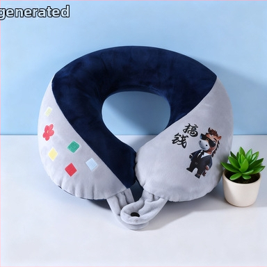 U formos kelionių kaklo pagalvė, nešiojama, pripučiamas, kristalinio veliūro audinys, oru užpildyta, šiuolaikiškas minimalistinis stilius