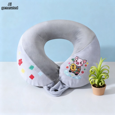 U formos kelionių kaklo pagalvė, nešiojama, pripučiamas, kristalinio veliūro audinys, oru užpildyta, šiuolaikiškas minimalistinis stilius