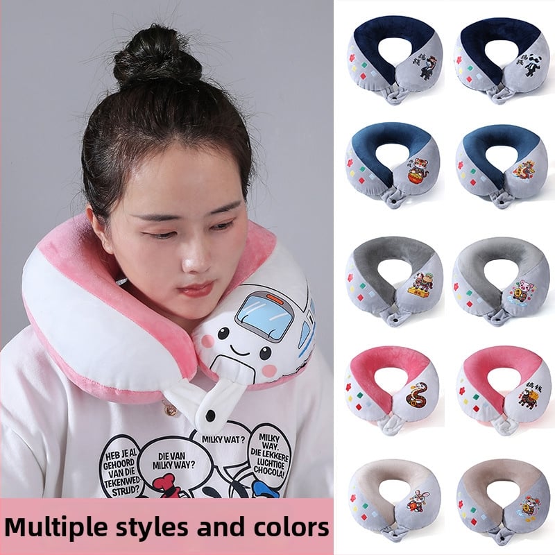 U formos kelionių kaklo pagalvė, nešiojama, pripučiamas, kristalinio veliūro audinys, oru užpildyta, šiuolaikiškas minimalistinis stilius