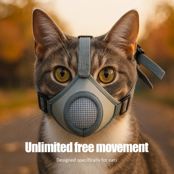 Macska pofa maszk - lélegző poliészter, 1 db, megelőzi a ugatást, harapást és véletlen lenyelést