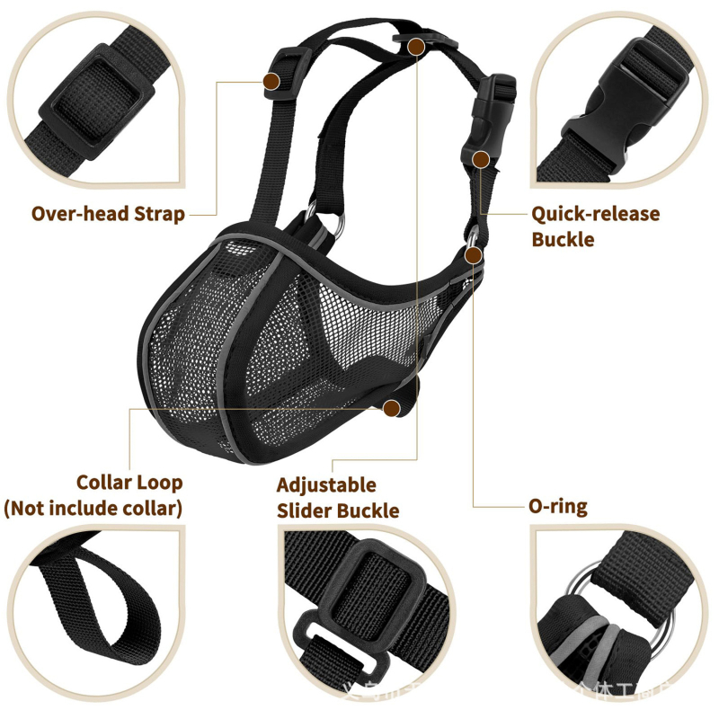 Muzzle za pse – za velike pasmine, poliester, protiv ugriza, protiv nehotičnog gutanja hrane, zaštitni poklopac