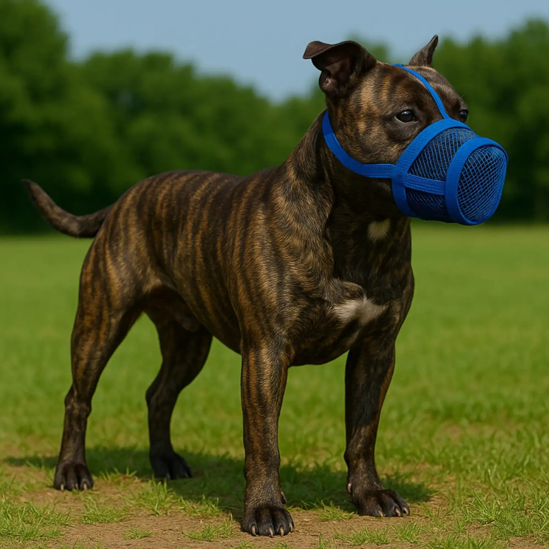 Kutyabotvédő maszk — poliészter, lélegző háló, megakadályozza a harapást és a véletlen lenyelést