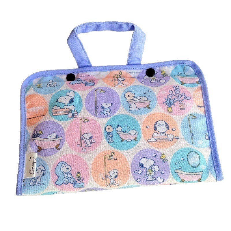 Japāņu stila karikatūras suņa Čārlija motīvs, polka dot, neilona kosmētikas un sejas masku uzglabāšanai, rāvējslēdzēja aizdare, ikdienas lietošanai