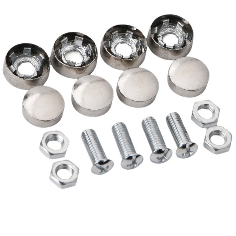 Držač za okvir registarske tablice od nehrđajućeg čelika s fiksnom maticom i anti-krađom vijcima – univerzalna kompatibilnost, standardni stil vijaka