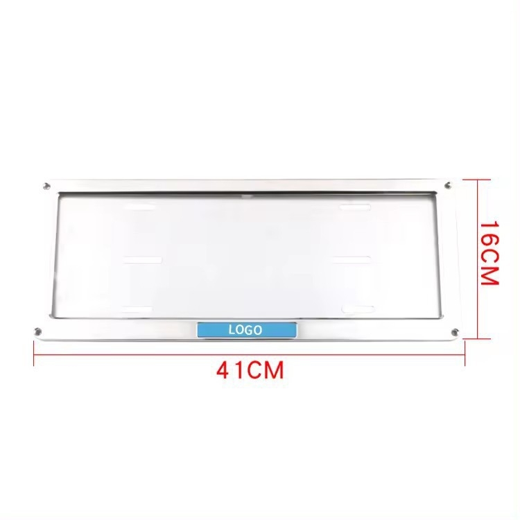 Rozsdamentes acélból készült univerzális rendszámkeret, modell XY, típus Xianyang, alkatrész szám LG