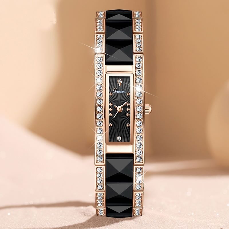 Timini Dámske Quartz Hodinky – Kožený Remienok, Obdĺžnikový ciferník 37 mm, Hrúbka 9 mm, Japonský Miyota Pohon, Kovové Puzdro