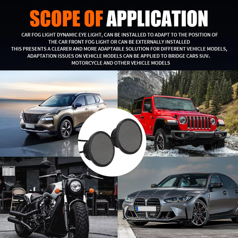 Prednja LED magla svjetla s dinamičkim anđeoskim očima, LED ambijentalno osvjetljenje, Bluetooth aplikacija, DIY zaslon (20W, 12–24V, LED, XC–ZST89, univerzalno)