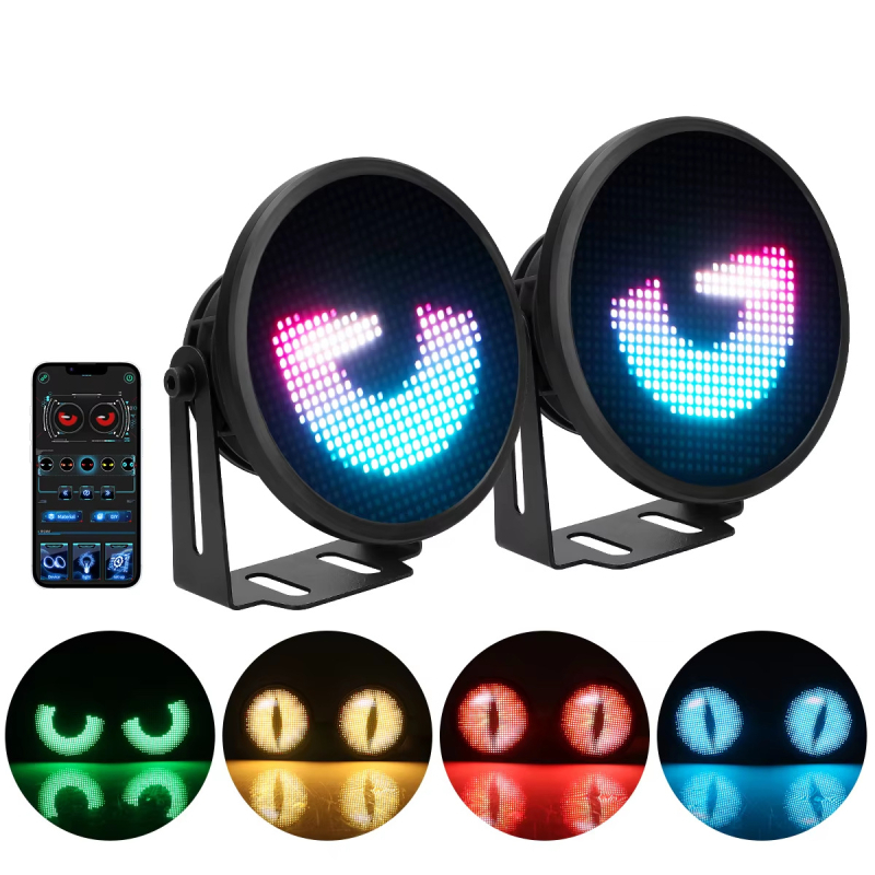 Prednja LED magla svjetla s dinamičkim anđeoskim očima, LED ambijentalno osvjetljenje, Bluetooth aplikacija, DIY zaslon (20W, 12–24V, LED, XC–ZST89, univerzalno)