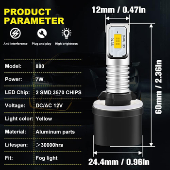 LED ködlámpa autóhoz, 80W CSP3570, 12-24V, 1200lm, 3000K