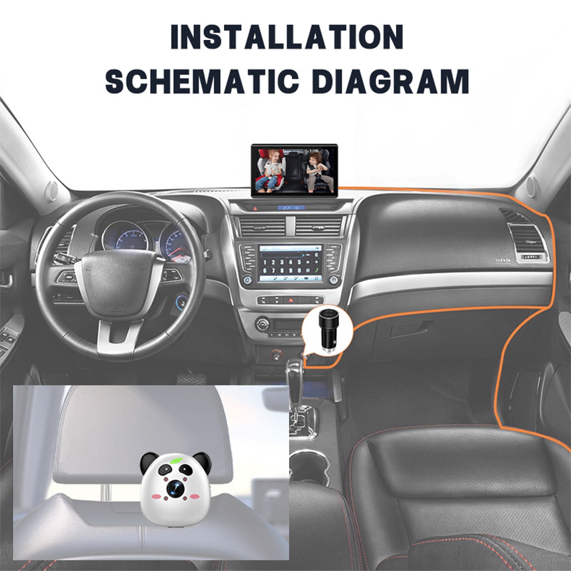 Κάμερα παρακολούθησης μωρού πίσω κάθισμα αυτοκινήτου, 1080P, καθολική συμβατότητα, ABS περίβλημα, τροφοδοσία 5V