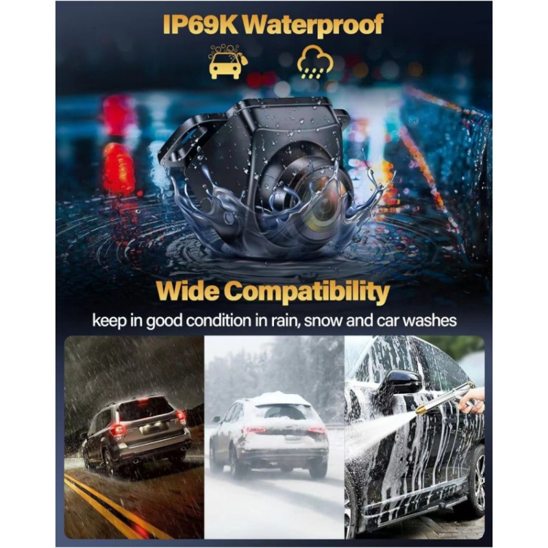 Γενική κάμερα οπισθοπορείας αυτοκινήτου, 1080P/720P, νυχτερινή όραση, IP68 αδιάβροχο, τροφοδοσία 12V, σήμα CVBS/AHD