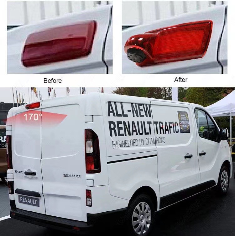 Οπίσθια κάμερα για Renault Trafic και Opel Vivaro, ανάλυση 628x586, NTSC, 12V, ρυθμιζόμενη γωνία