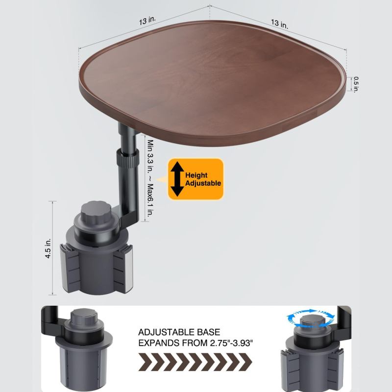 Drveni stalk za volan automobila – Rotirajući, Višenamjenski, Razmontirljiv, Snap-in montaža, Univerzalna kompatibilnost