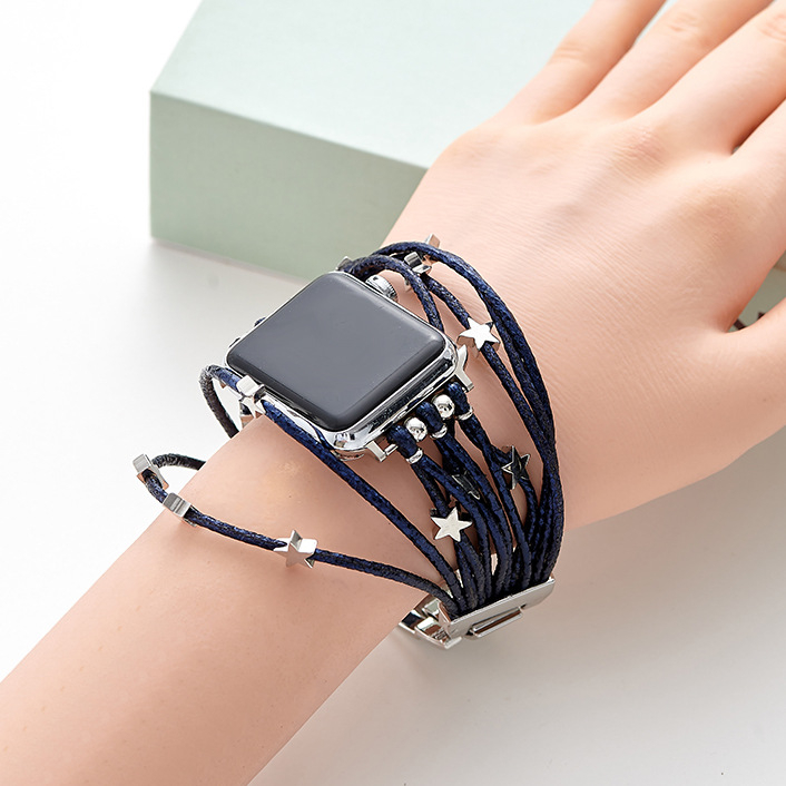 Apple Watch siksna – bohemas ādas aukla siksna, sakausējums, 2025. gada pavasaris, Zīmols: Cits