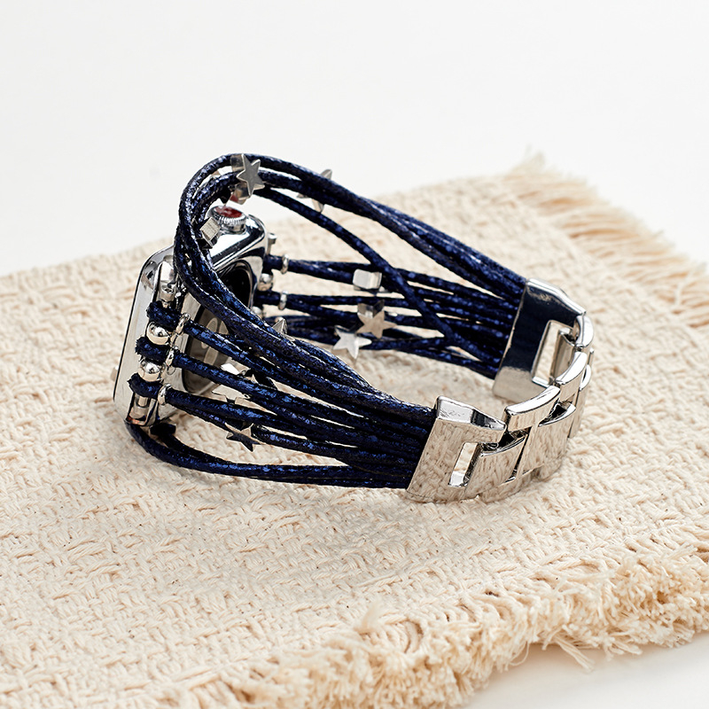 Apple Watch siksna – bohemas ādas aukla siksna, sakausējums, 2025. gada pavasaris, Zīmols: Cits