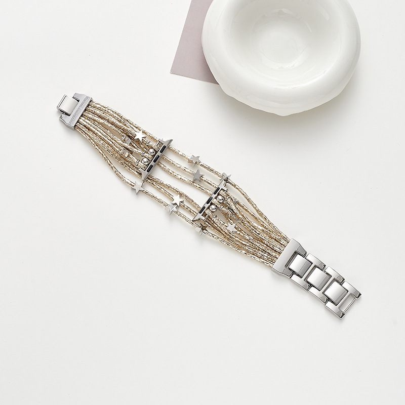 Apple Watch siksna – bohemas ādas aukla siksna, sakausējums, 2025. gada pavasaris, Zīmols: Cits