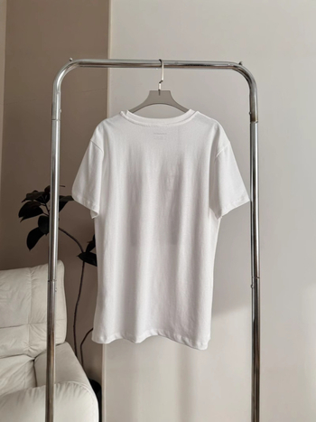 Tricou cu mâneci scurte, imprimeu geometric, guler rotund, croială lejeră, bumbac elastan, primăvară 2025