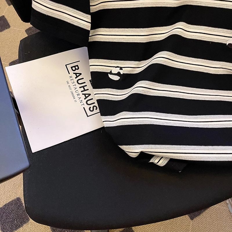 Tricou cu dungi, bumbac, mâneci scurte, guler rotund