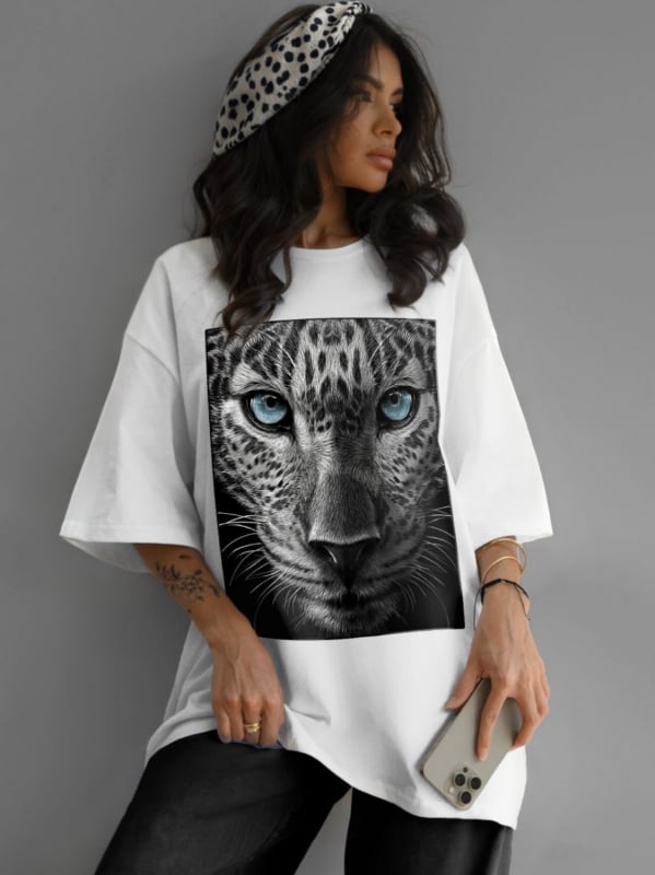 Top s leopardim uzorkom, kratkim rukavima, ležerni kroj, svakodnevni stil