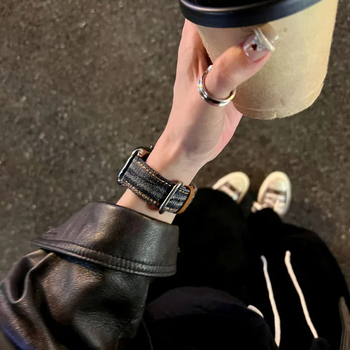 Apple Watch siksna – izmazgāta neraksturīga vintage džinsa audums, kanvas materiali, 20 mm platums, sprādze ar pinu